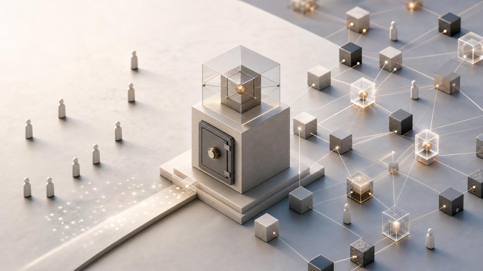 A wallet address viewed through overlapping layers that represent public blockchain records, service data, network metadata, and privacy tools